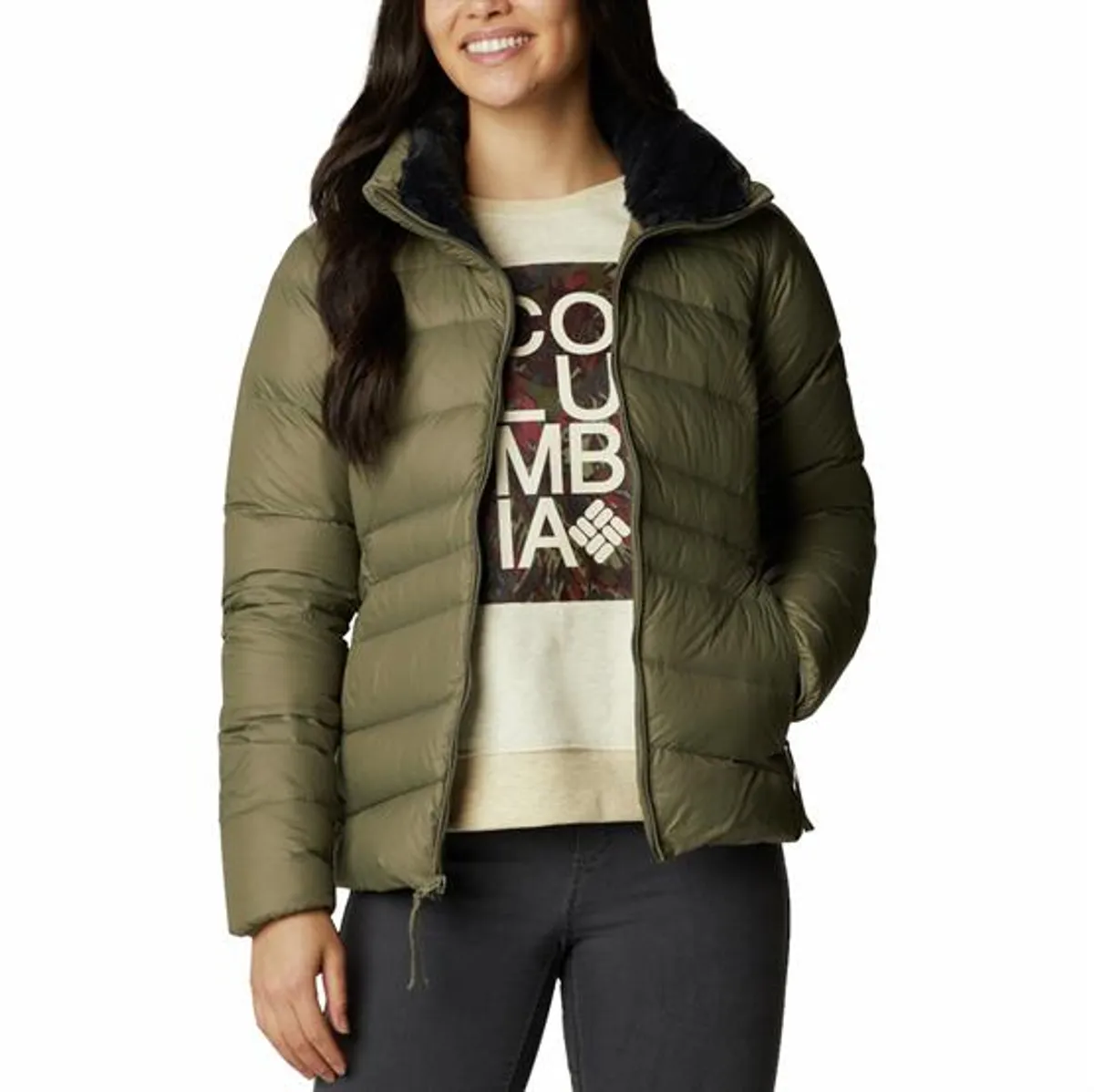 Columbia Autumn Park Down Jacket Womens, Stone Green