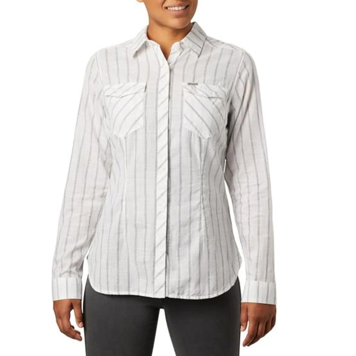 Columbia Camp Henry II L/S Shirt Womens, White Stripe