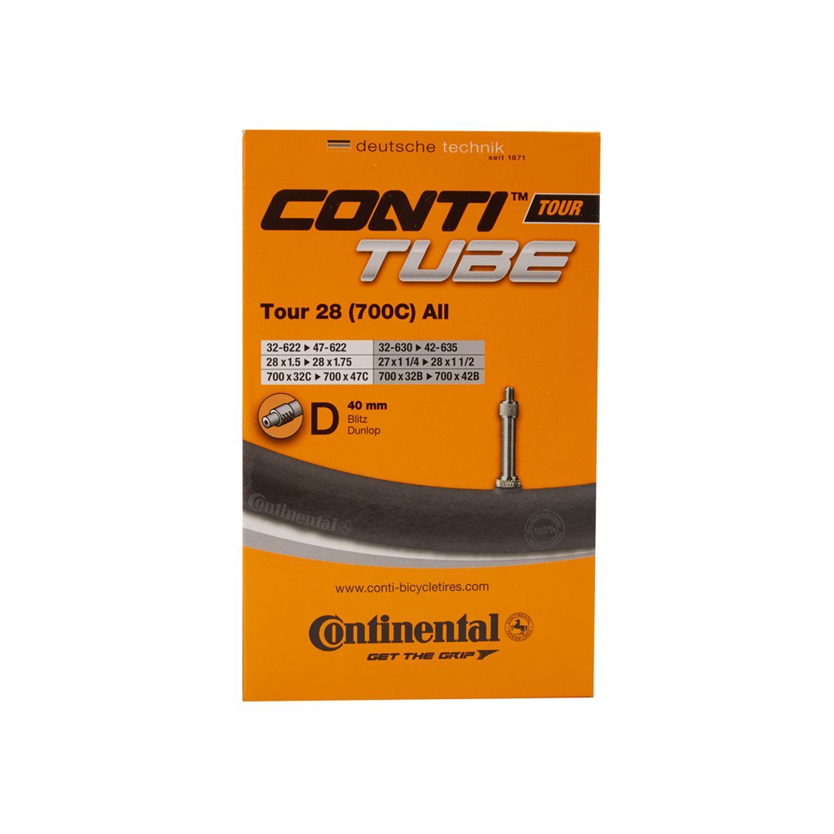 Continental Tour 28 All - Cykelslange - Str. 700x32-47c - 28" x 1 1/2" - Dunlopventil 40mm