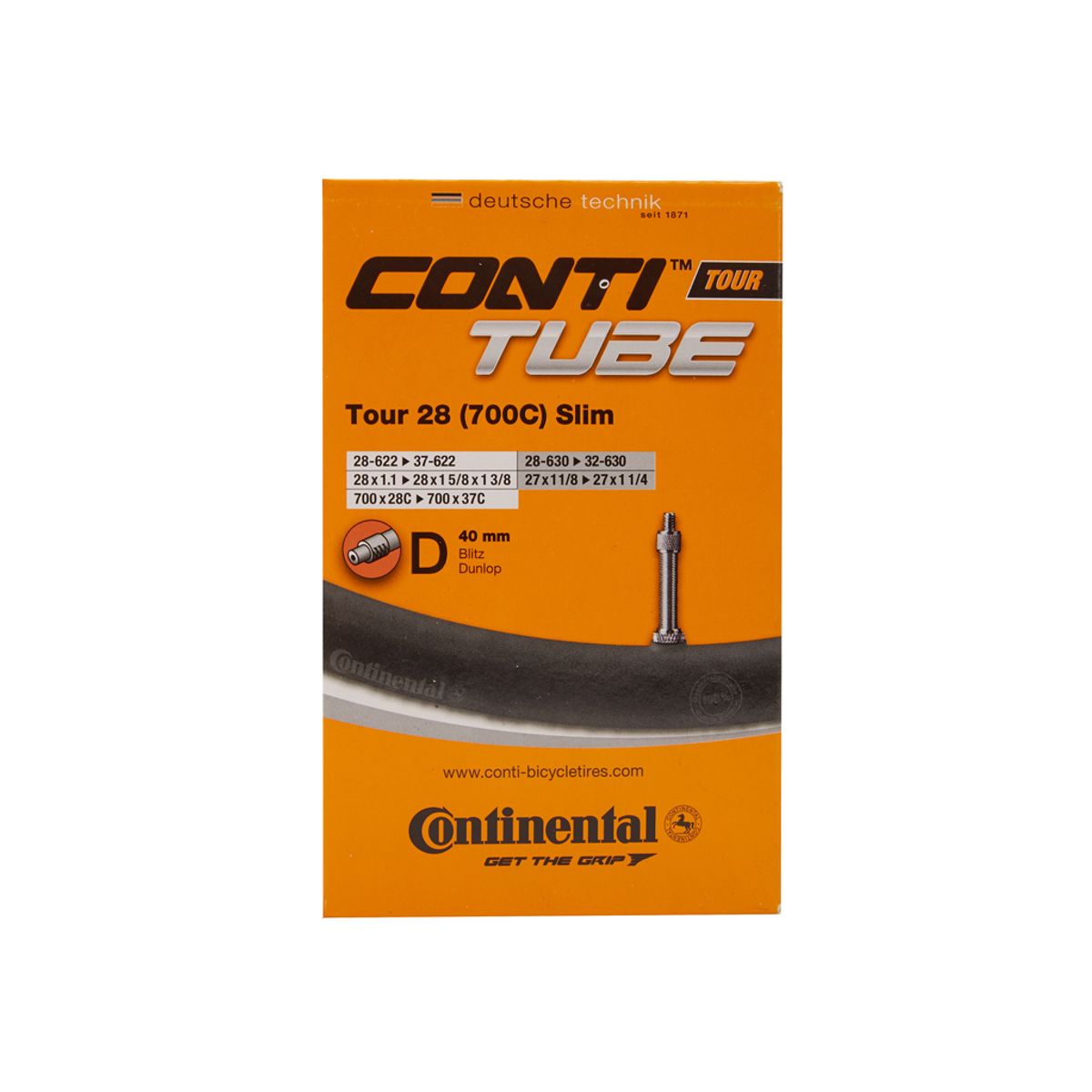 Continental Tour 28 Slim - Cykelslange - Str. 700x28-35c - 40 mm Dunlop-ventil