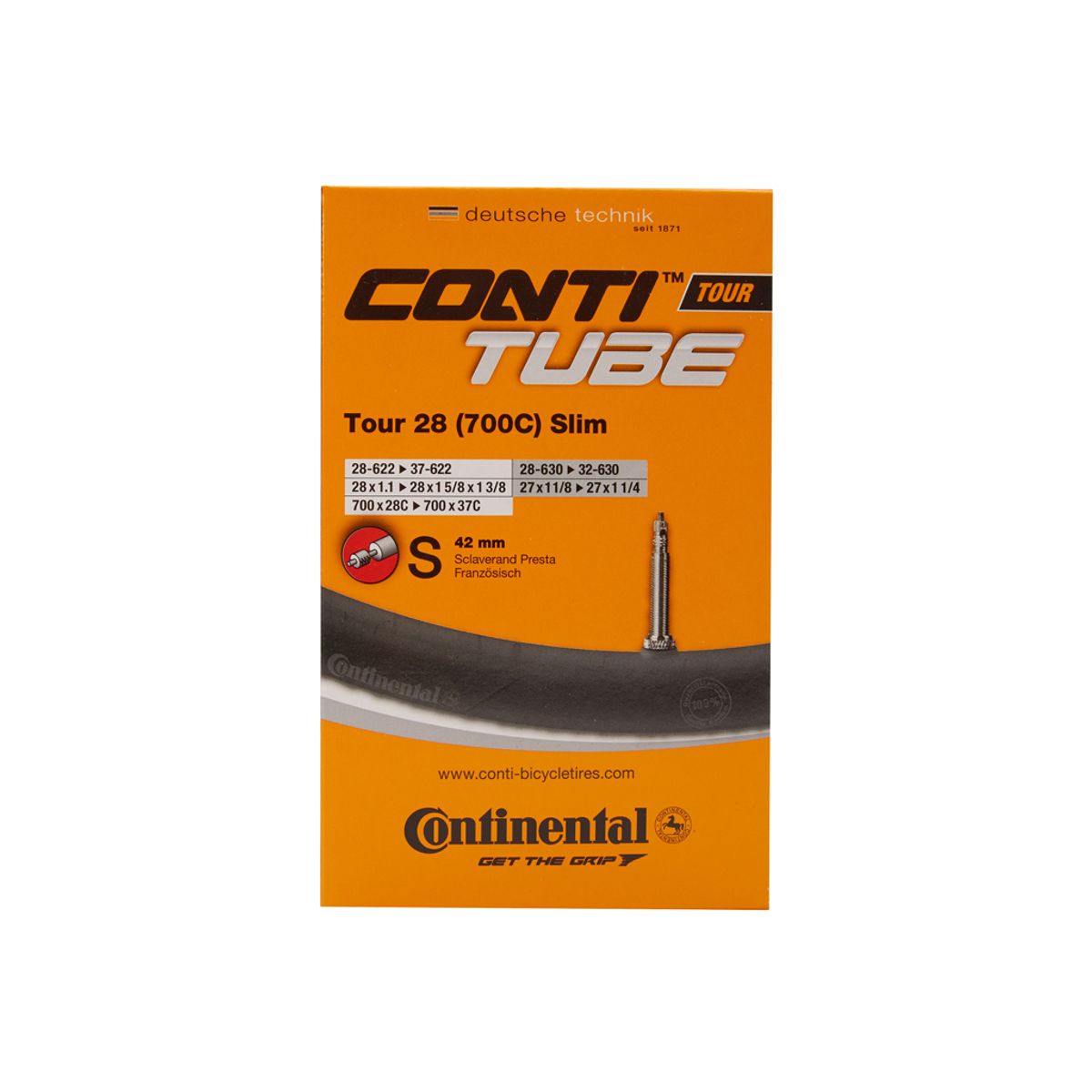 Continental Tour 28 Slim - Cykelslange - Str. 700x28-35c - 42 mm racerventil