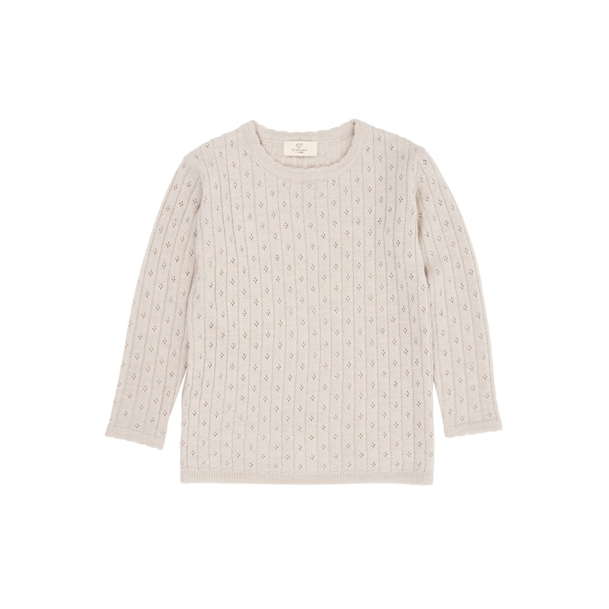 Copenhagen Colors Merino Classic Pointelle Blouse - Pale Cream Melange - 86 cm