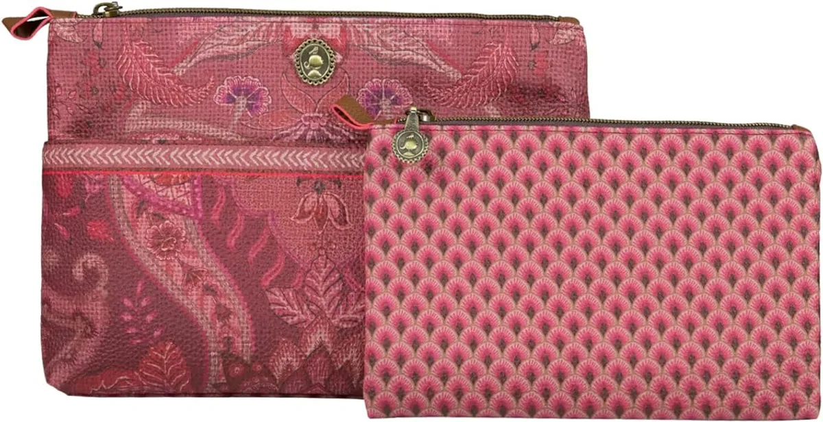 Cosmetic Bag Combi Kyoto Festival Dark Pink 26x18x7.5cm/22x13x1cm