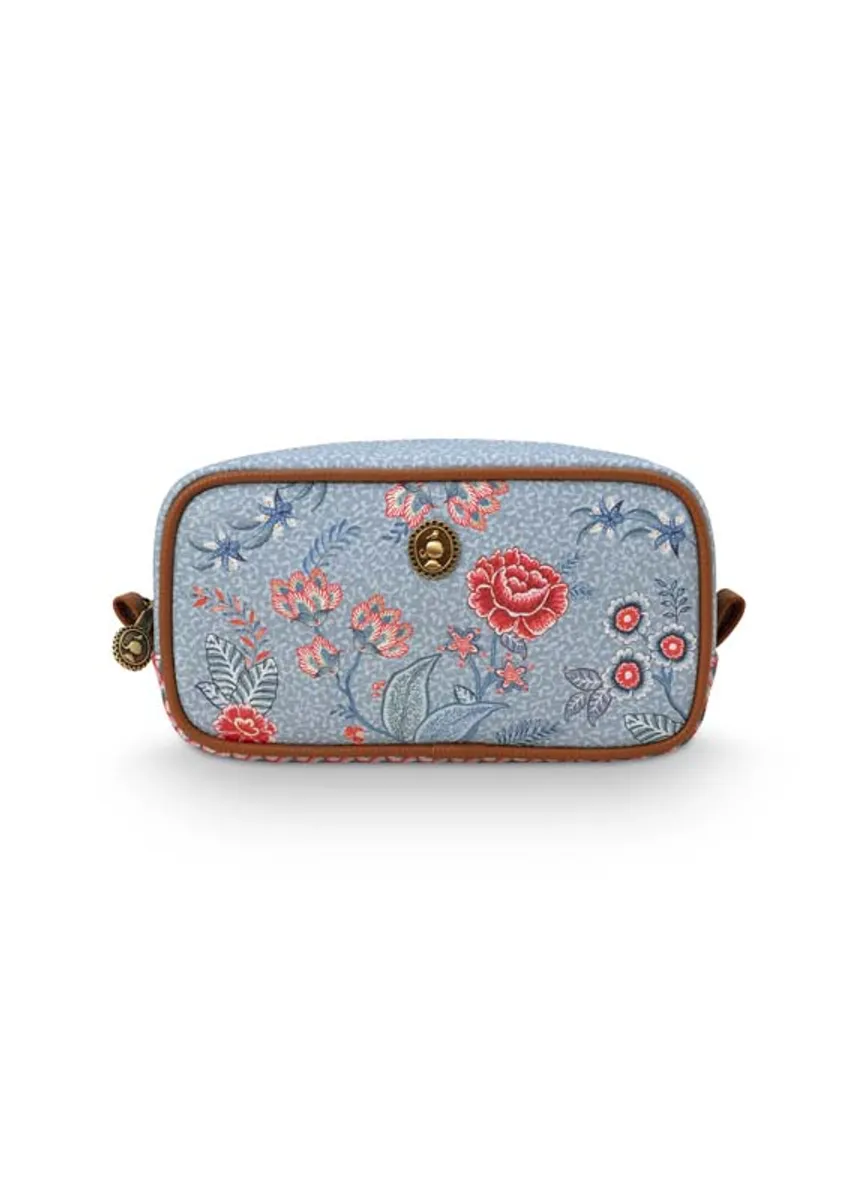 Cosmetic Bag Square Small Flower Festival Light Blue 20x10.5x7.5cm