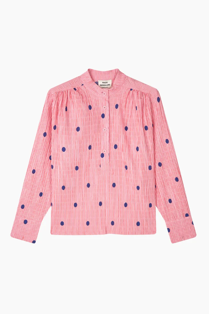 Crinckle Pop Bara Shirt AOP - Dot AOP/Candy Pink - Mads Nørgaard - Mønstret L