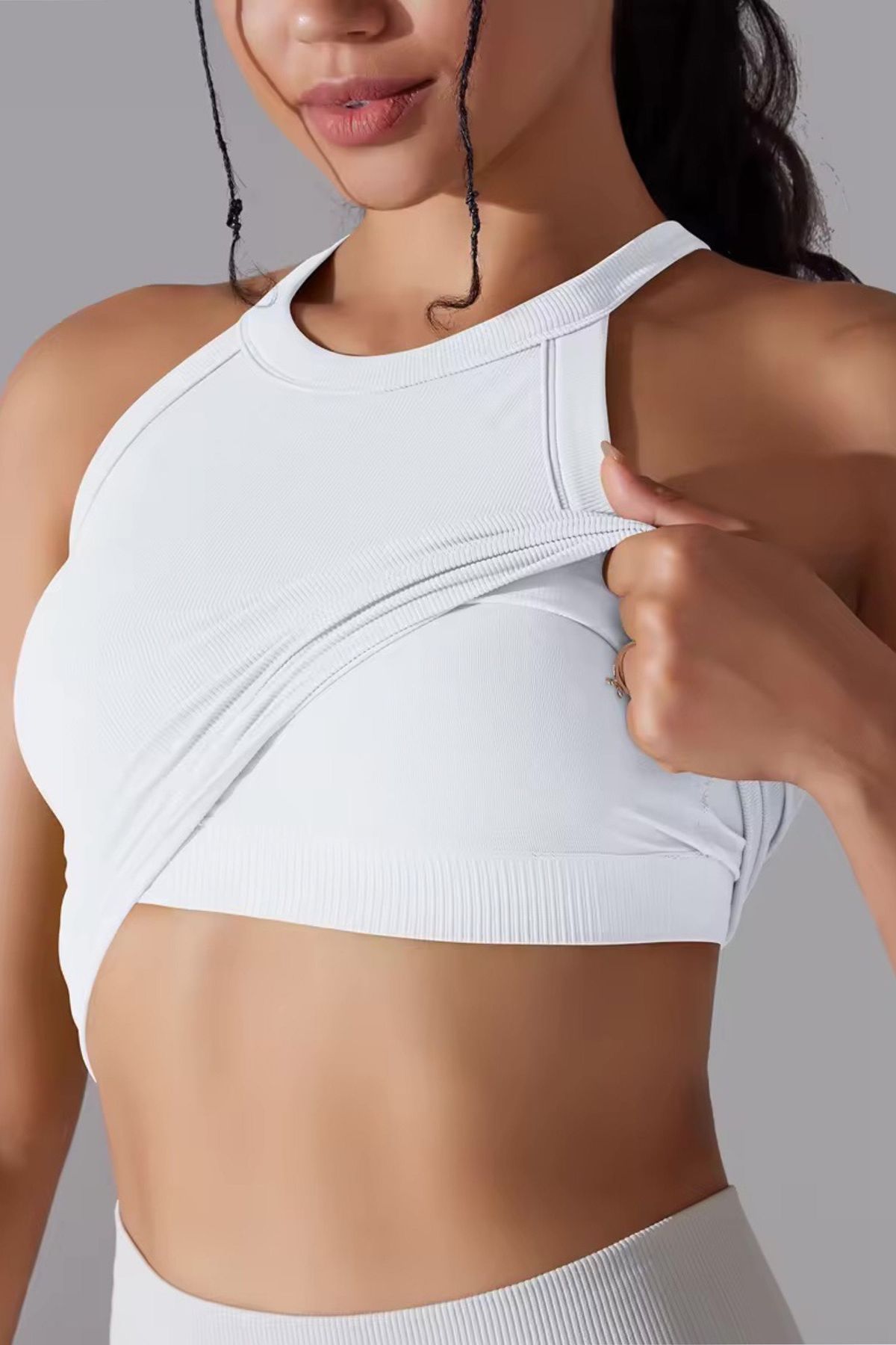 Crop top halterneck / Indbyggede Puder White - Medium-Large / White