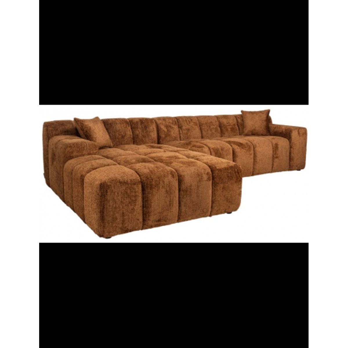 Cube venstrevendt chaiselong sofa i chenille 325 x 195 cm - Kanel