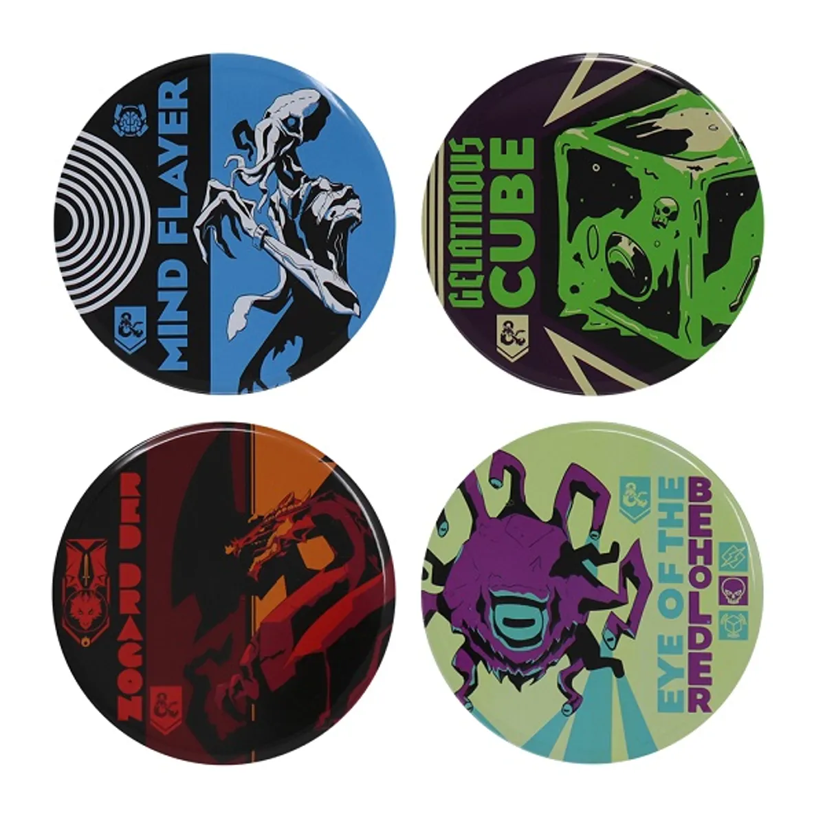 D&D Dungeons & Dragons - Monsters - Metal Coasters (4-Pack)