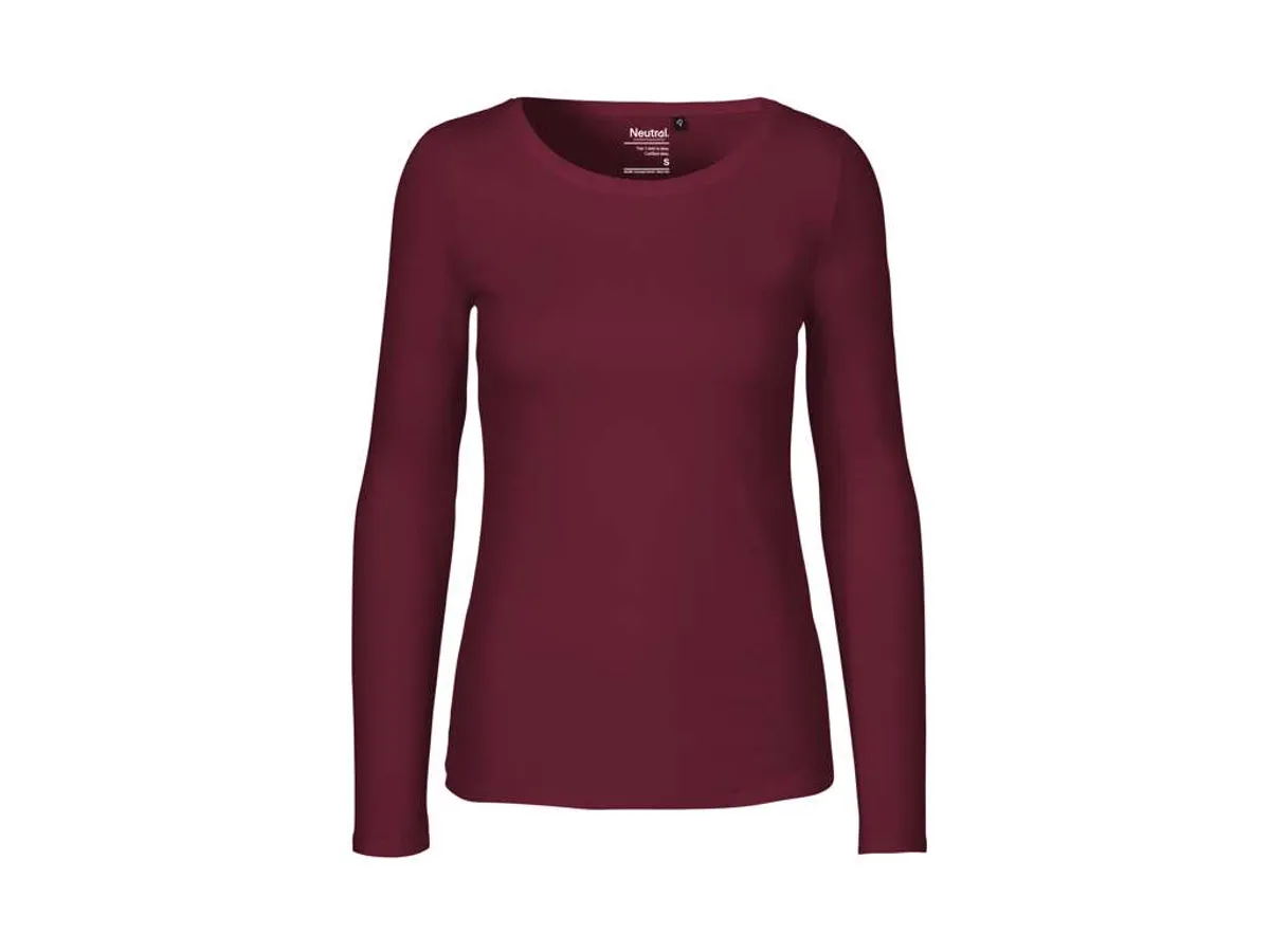 Dame Langærmet T-shirt Neutral O81050 str. S Bordeaux