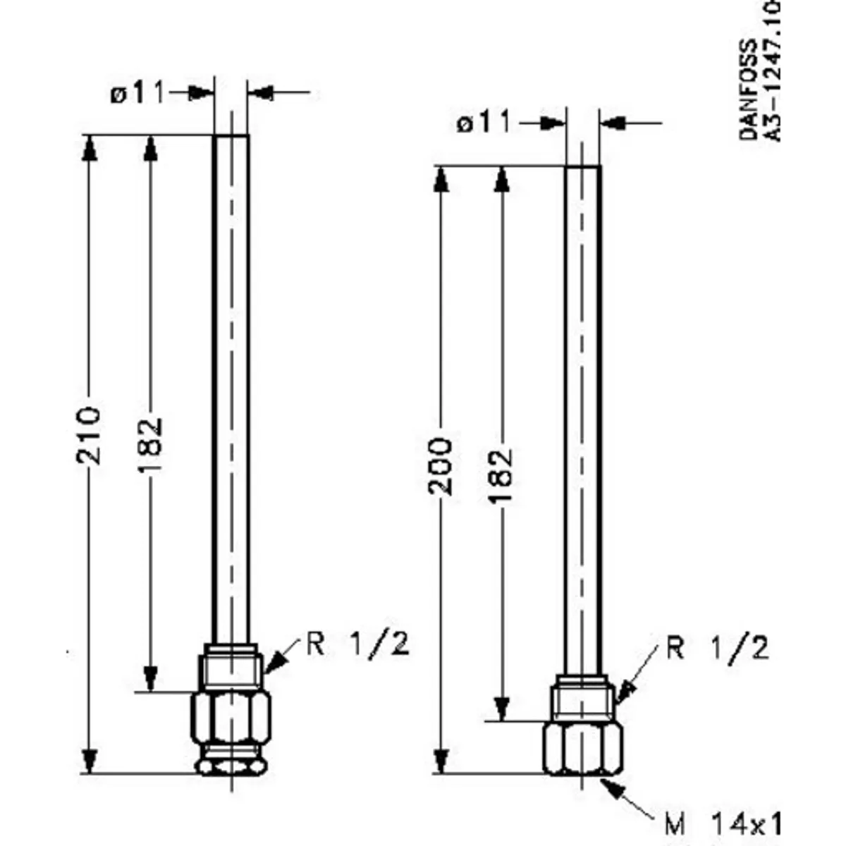 DANFOSS Nippel/muffe m/gummipakning