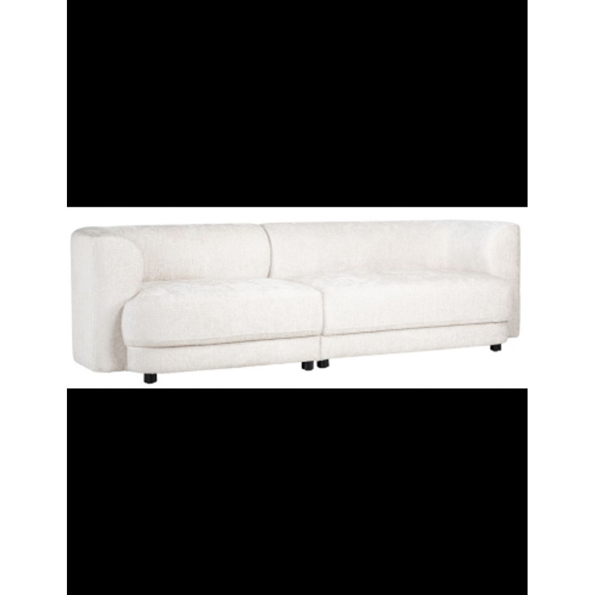 Davina 3-personers sofa i polyester B250 cm - Sort/Cremehvid