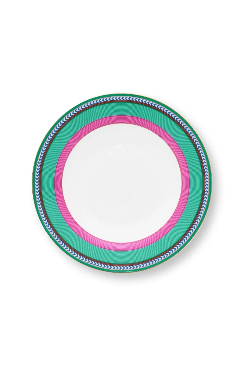 Deep Plate Chique Stripes Pink-Green 23.5cm