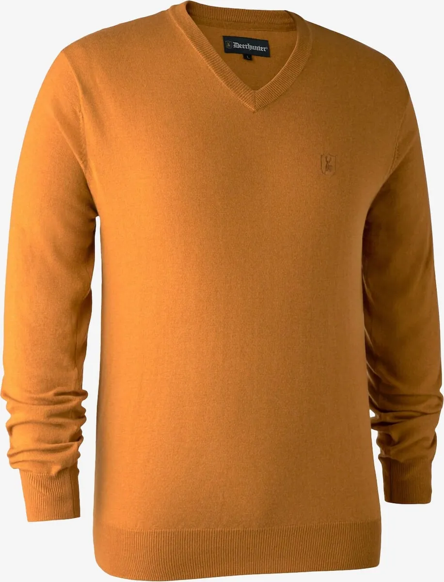 Deerhunter - Kingston strik med v-hals (Golden oak) - 2XL