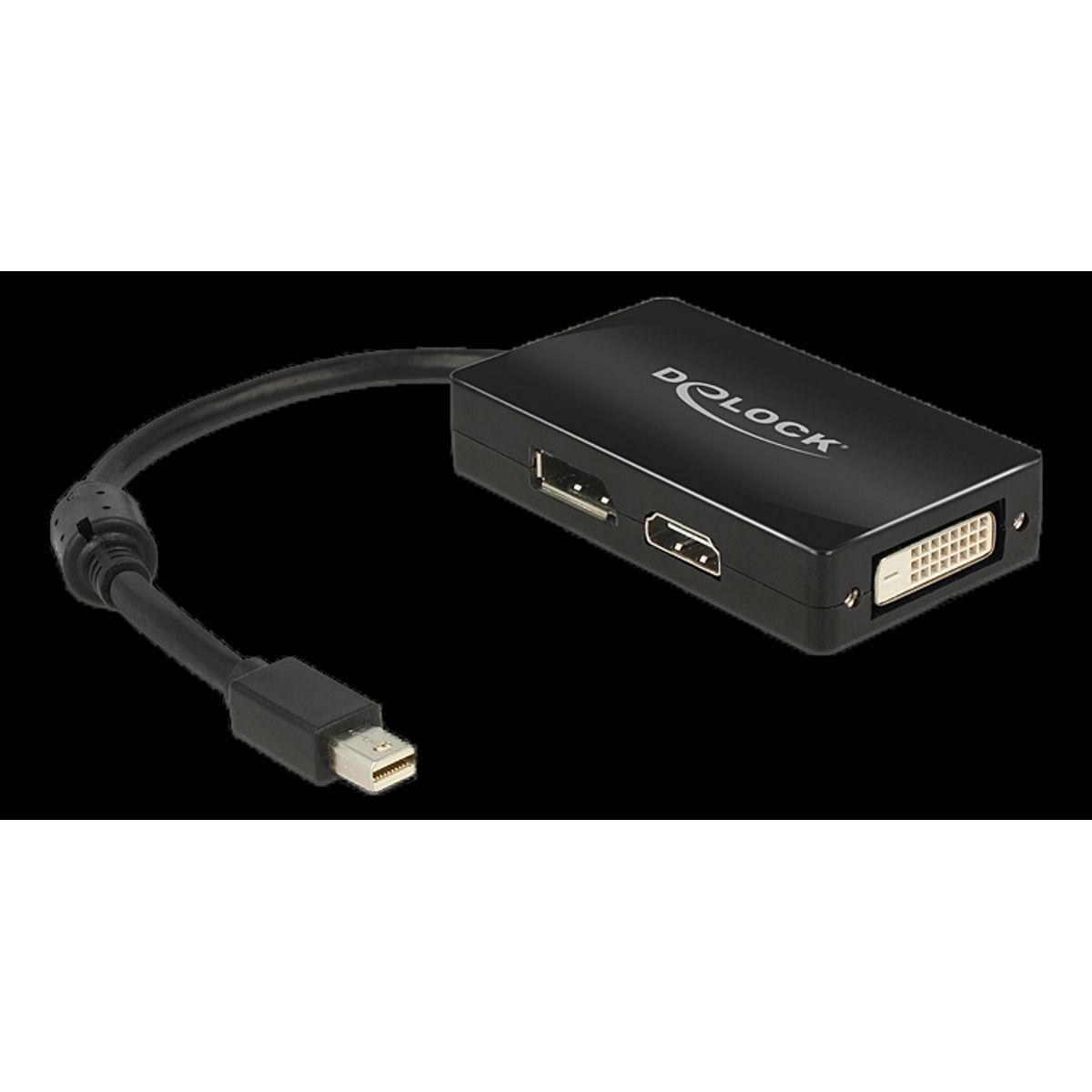 Delock Mini Displayport til DVI/HDMI/Displayport adapter - Sort