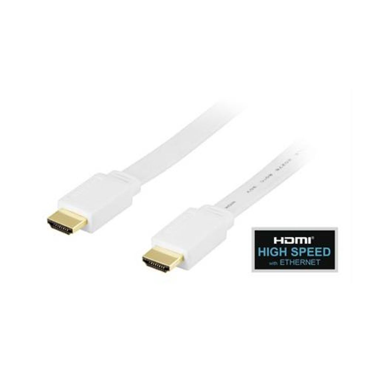 Deltaco - 1.4 High Speed HDMI Flat (Han-Han) (Hvid) - 4K@30Hz - 1,0 m