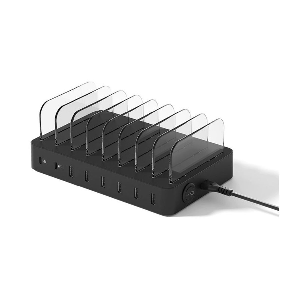 Deltaco 8-port 75W USB Ladestation m/ USB-C PD, EU/DK