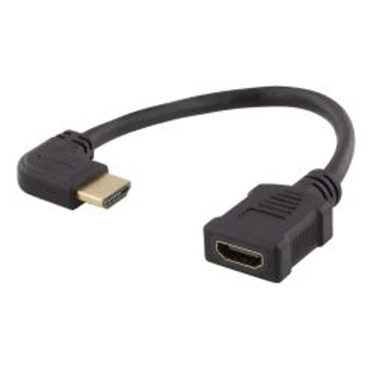 Deltaco Flexible Hdmi Adapter, 0.2m, Left-angled, Hdmi M/f, Uhd, Bla - Ledning