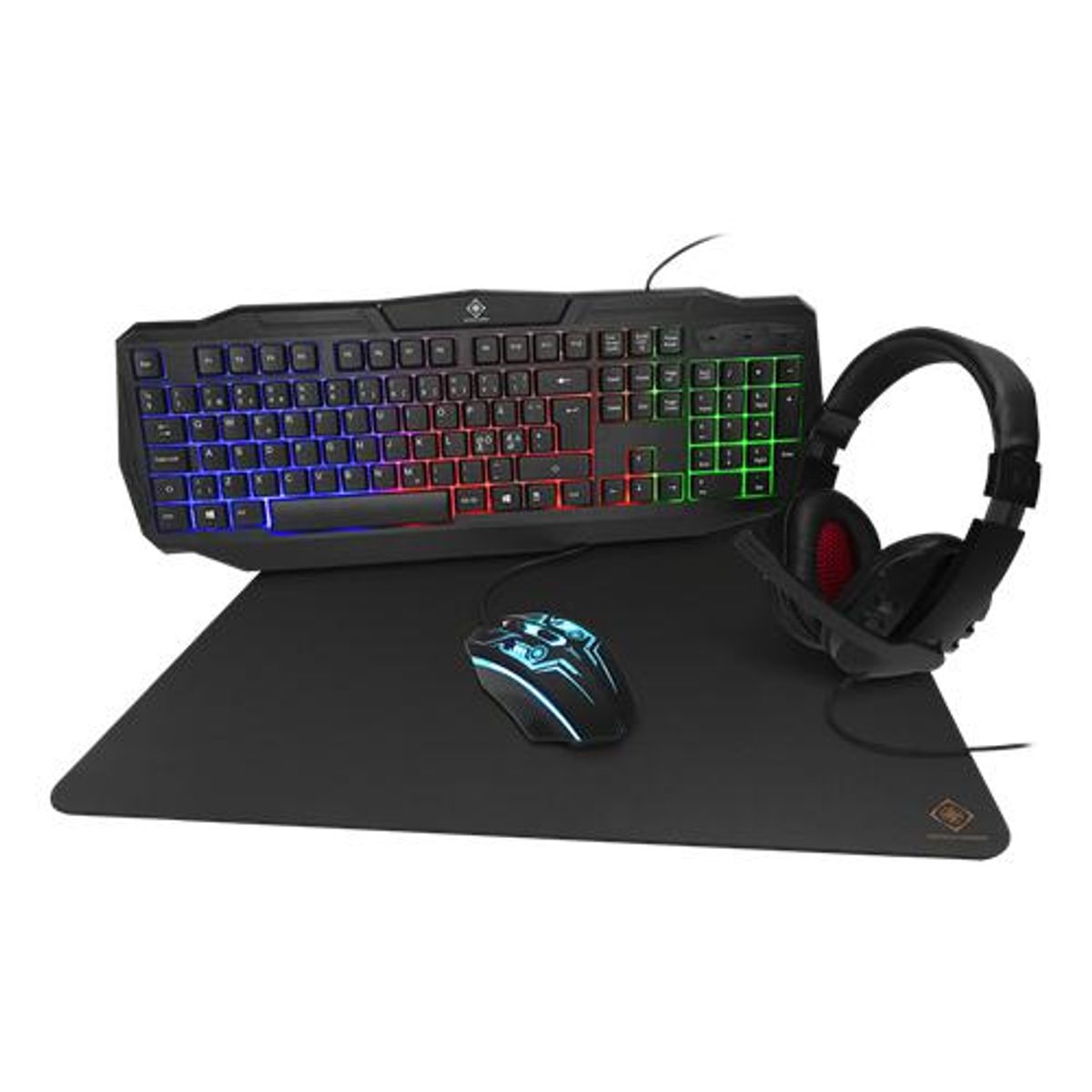 Deltaco GAM-129 - Gaming Tastatur - Mus - Headset - USB - RGB - Sort