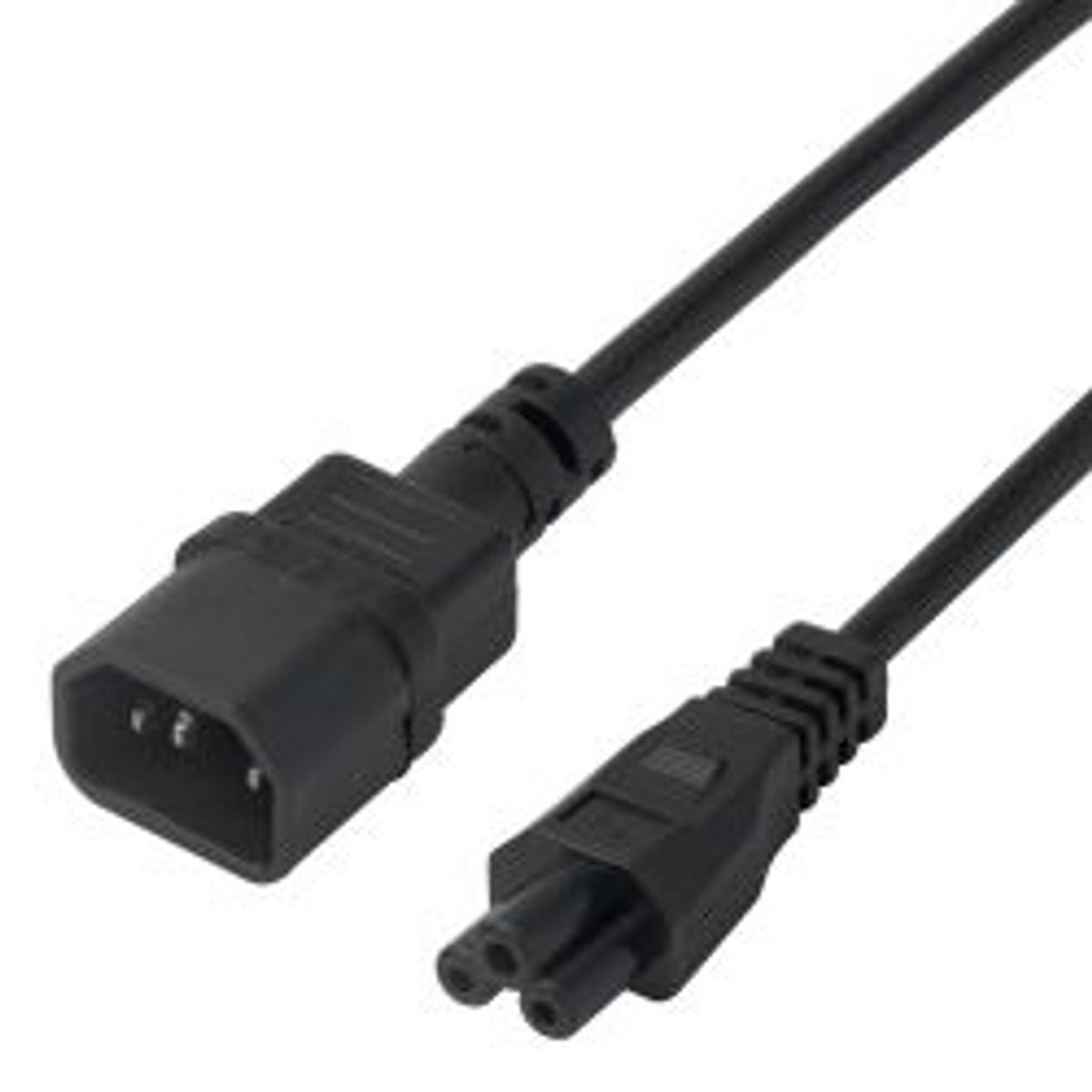 Deltaco Power Cable Iec C14 - Iec C5, 1m, Black - Ledning