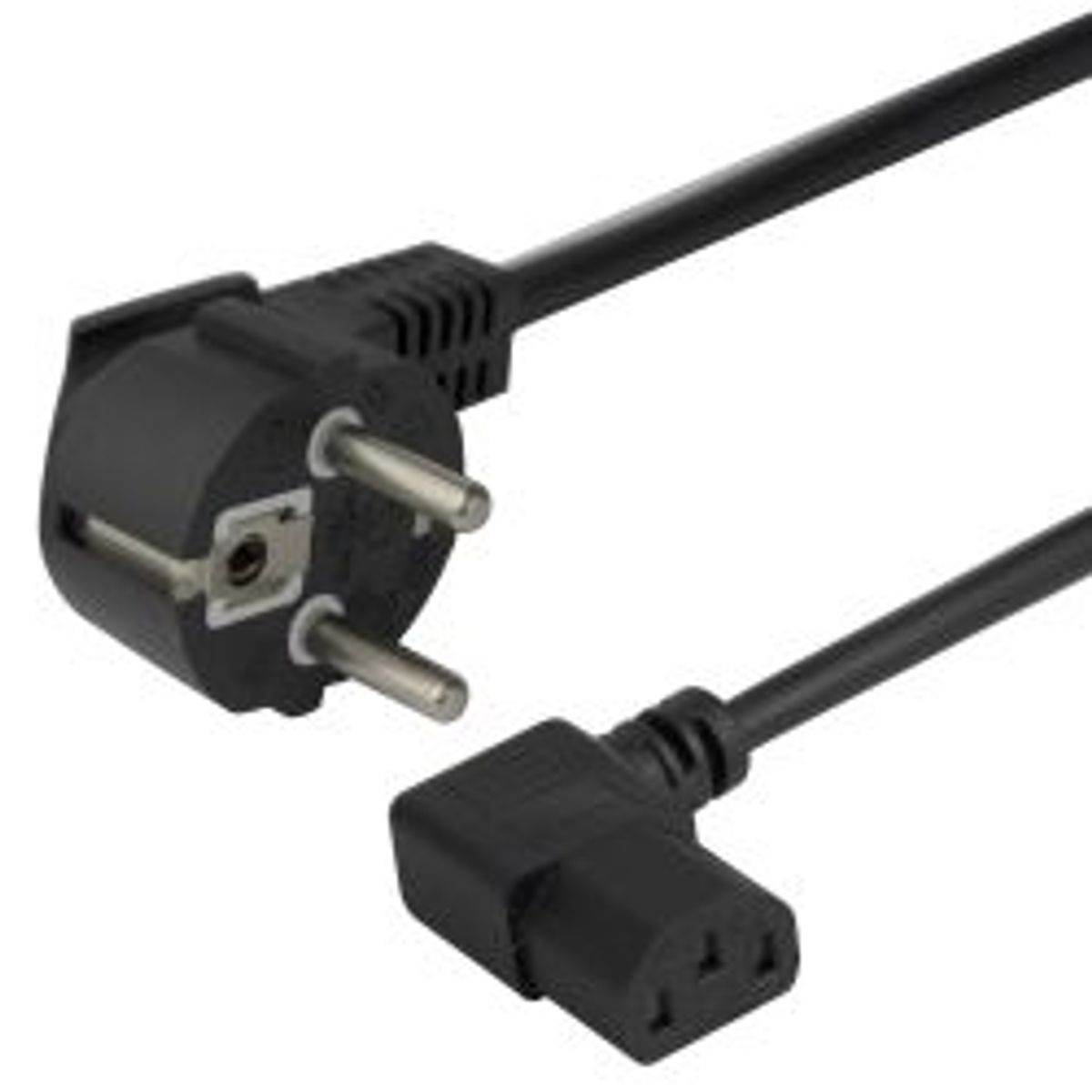 Deltaco Power Cord Cee 7/7 - C13 Angled, 3,0m, Black - Ledning