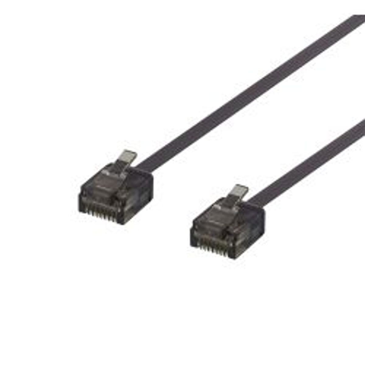 Deltaco U/utp Cat6a Patch Cable, Flat, 0.5m, 1mm Thick, Black - Ledning