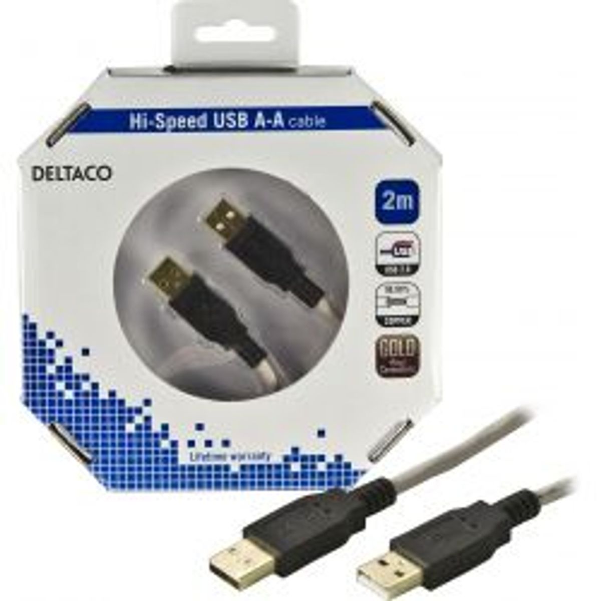 Deltaco Usb 2.0 Cable Type A Male - Type A Male 2m - Ledning