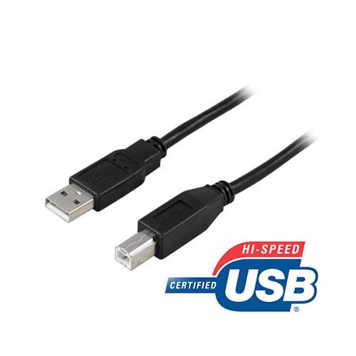 Deltaco - USB 2.0 High Speed kabel (USB-A / USB-B) (Han-Han) (Sort) - 5,0 m