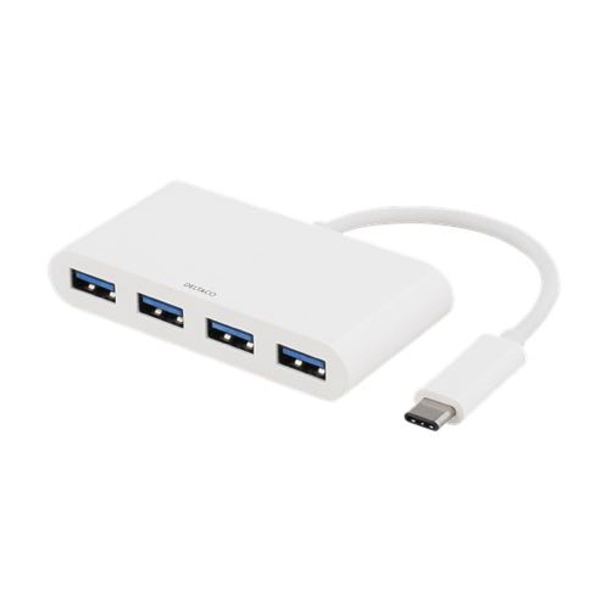 Deltaco - USB-C Hub (USB-C / 4xUSB-A 3.0 )(Hvid) - 0,1 m