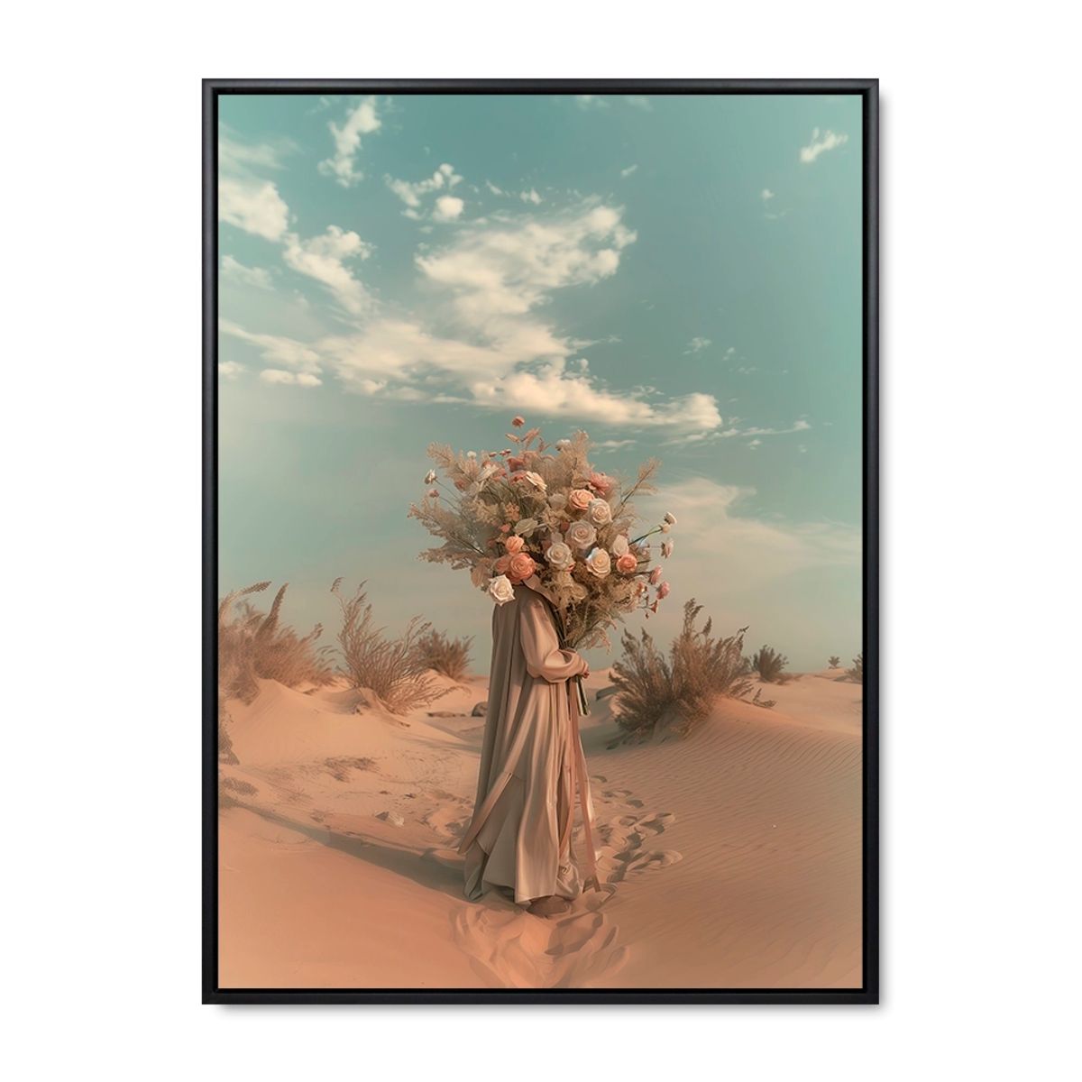 Desert Bloom - 100x140 cm. - Sort ramme