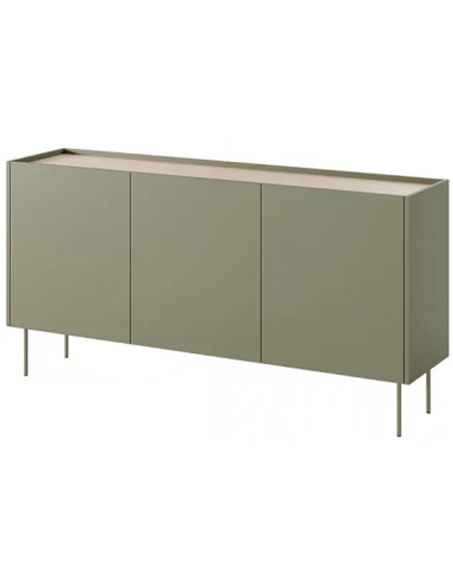 DESIN Sideboard med 6 hylderum i MDF og metal B170 cm - Olivengrøn/Eg