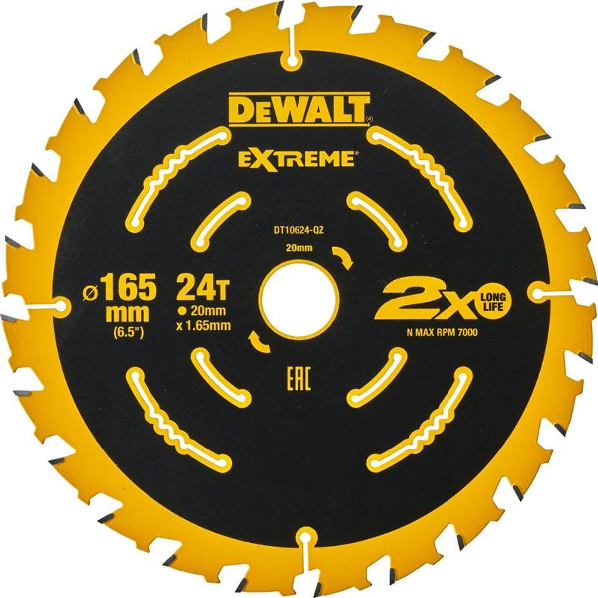 DeWalt 165 x 20mm 24T Extreme rundsavsavklinge