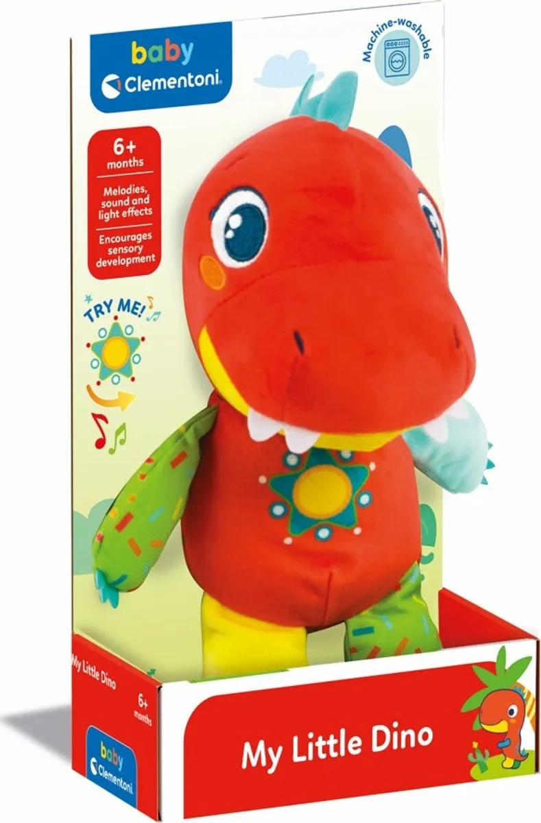 Dinosaur Bamse Med Lyd Og Lys - Clementoni Baby - 27 Cm