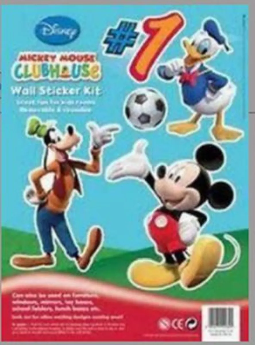 Disney: Mickey Mouse 'Removable & Reusable' Wall Stickers/VÃ¦g-KlistermÃ¦rker