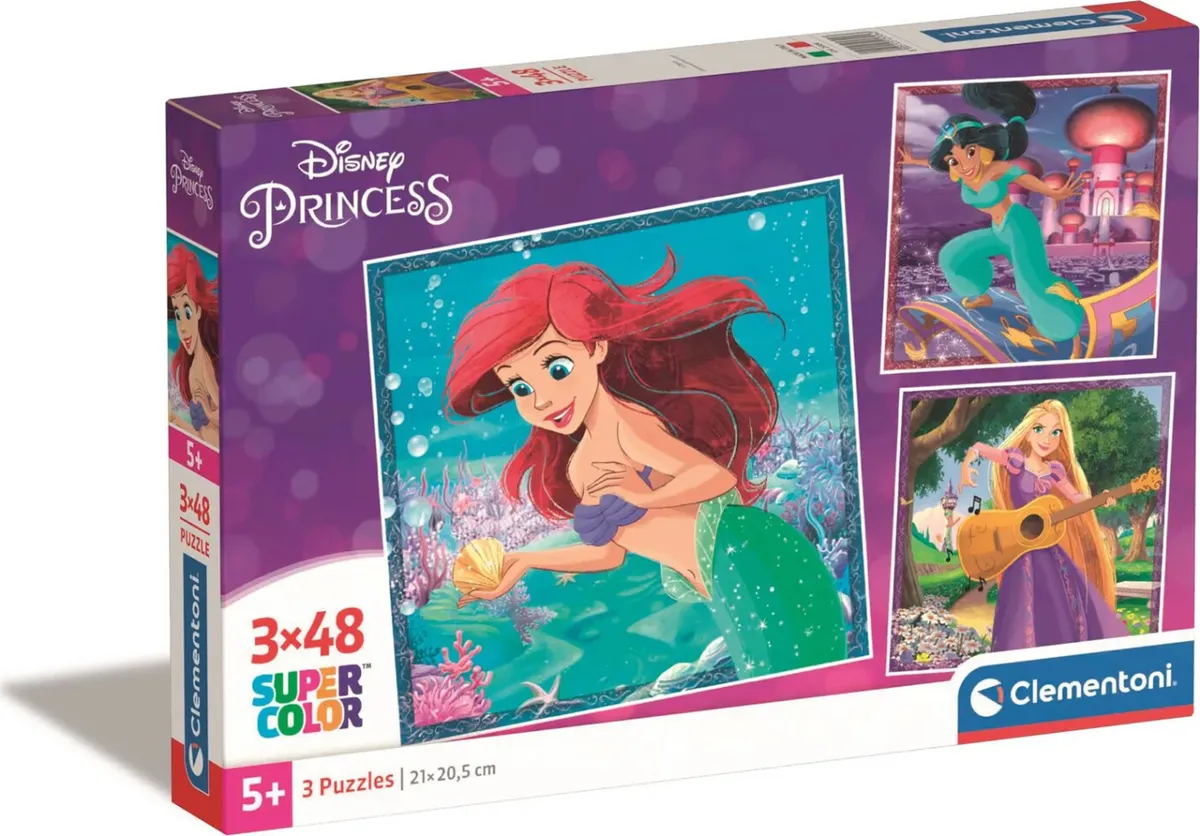 Disney Princess Puslespil - Color - 3x48 Brikker - Clementoni