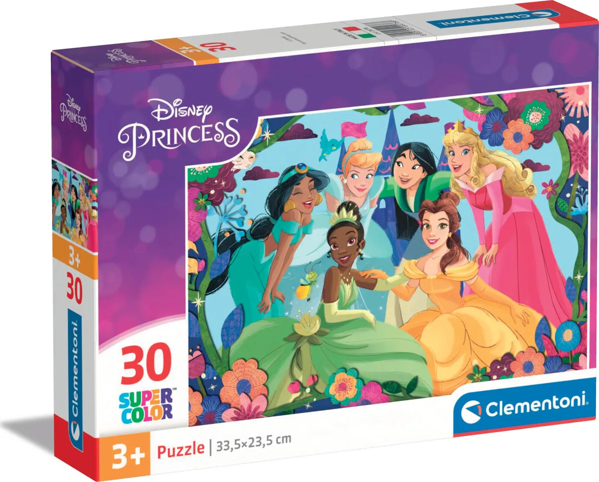 Disney Princess Puslespil - Super Color - Clementoni - 30 Brikker