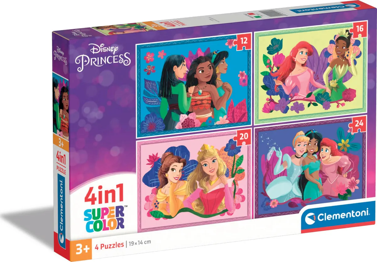 Disney Princess Puslespil - Super Color - Clementoni - 4 Stk