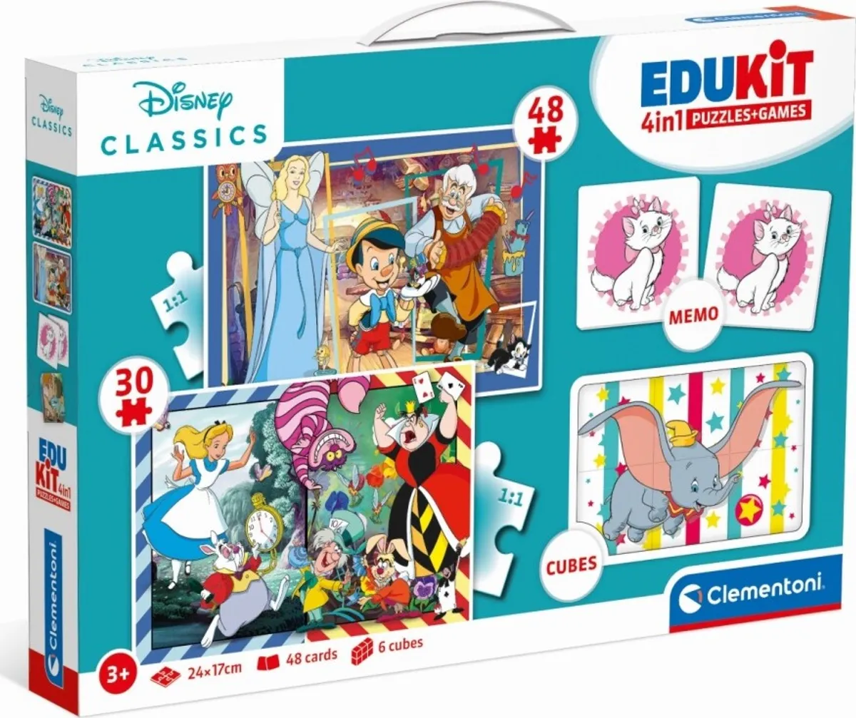 Disney Puslespil Og Vendespil - Edukit 4-i-1 - Clementoni - 3 år