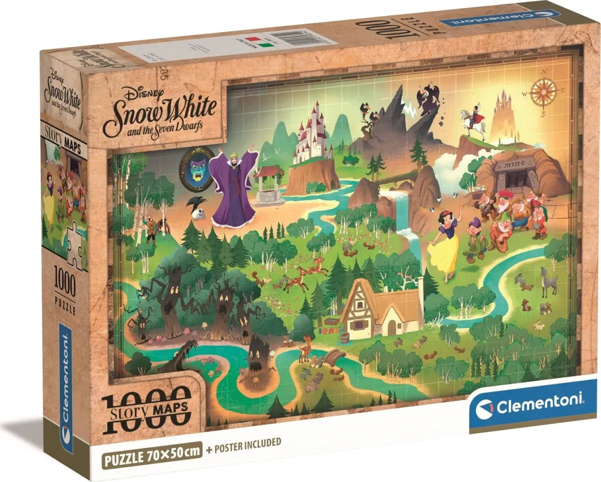 Disney Puslespil - Snehvide - Story Maps - Clementoni - 1000 Brikker