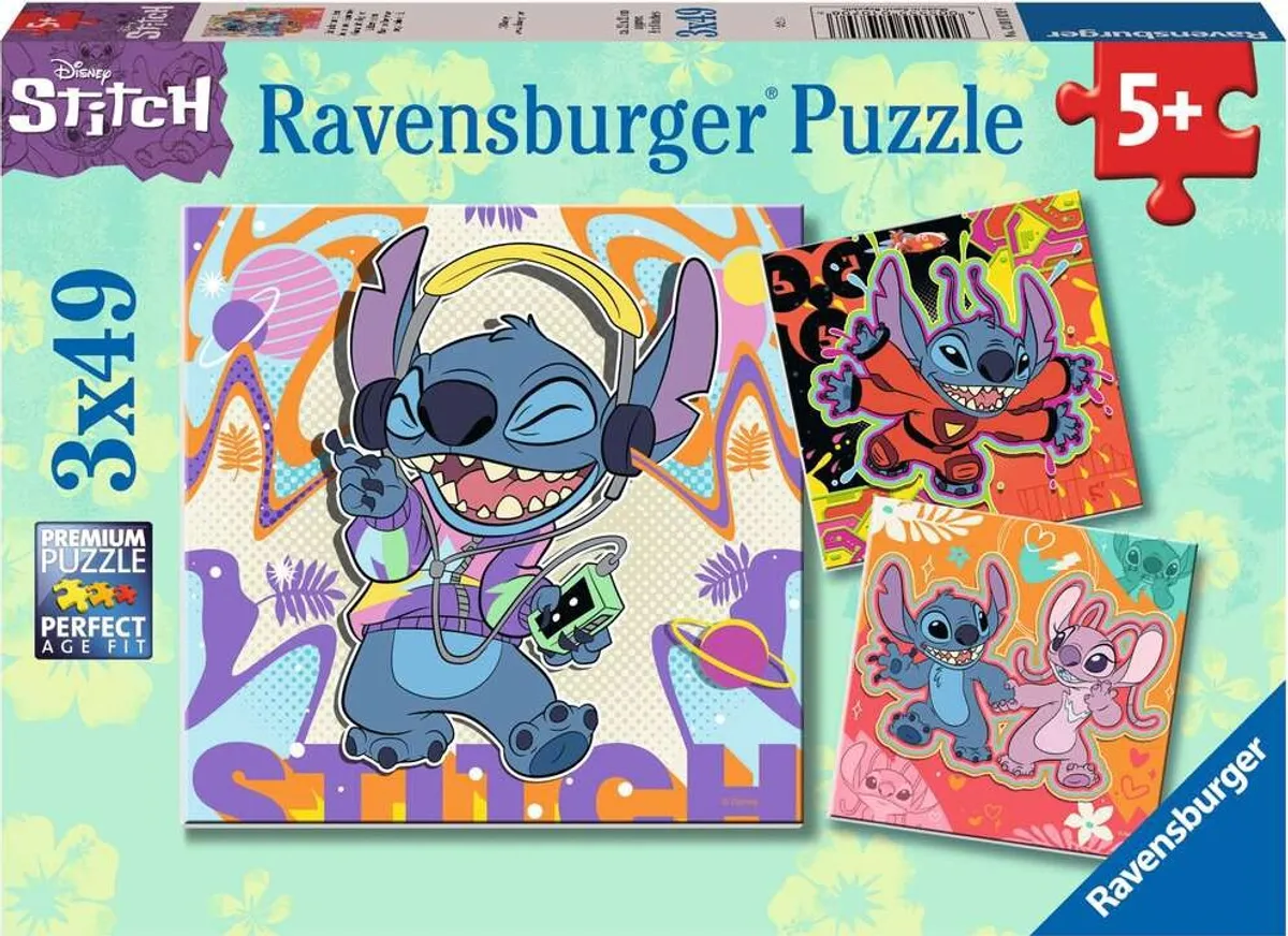 Disney Puslespil - Stitch - 3x49 Brikker - Ravensburger