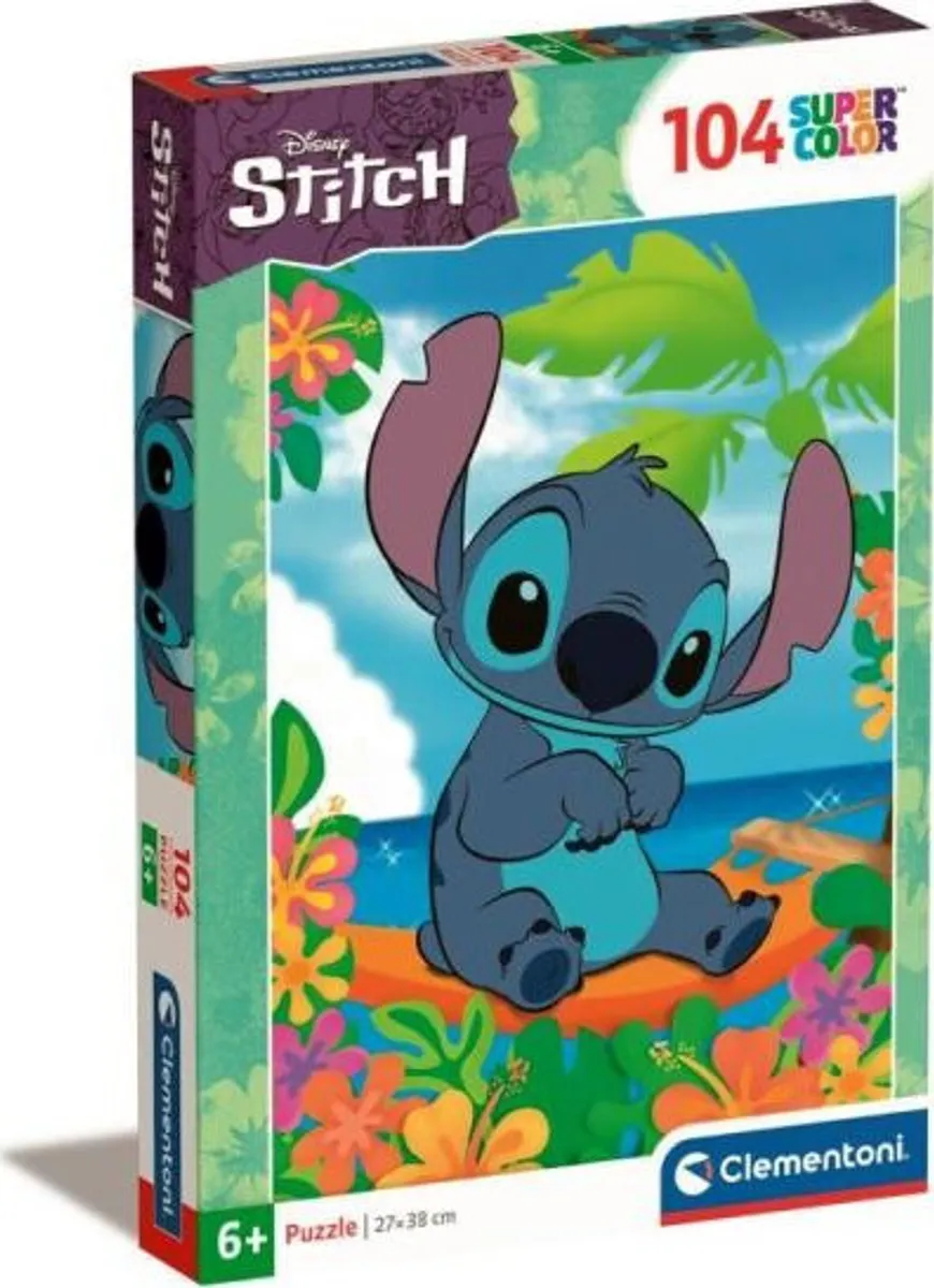 Disney Puslespil - Stitch - Super Color - 104 Brikker - Clementoni