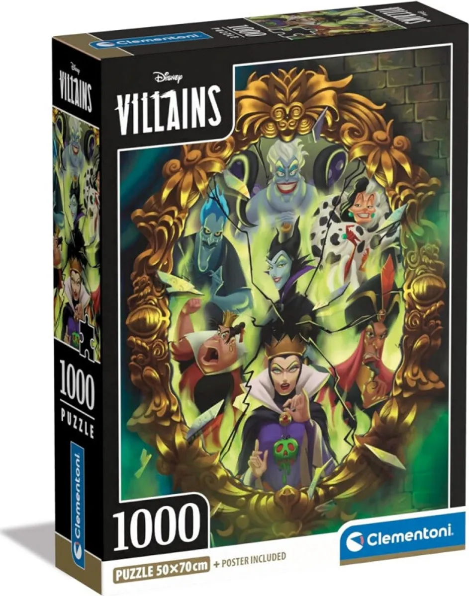 Disney Puslespil - Villains - 1000 Brikker - Clementoni