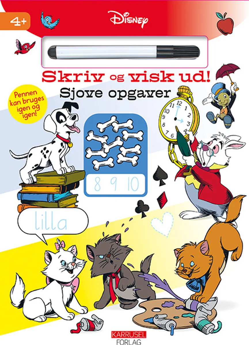 Disney - Skriv Og Visk Ud - Sjove Opgaver - Diverse - Bog