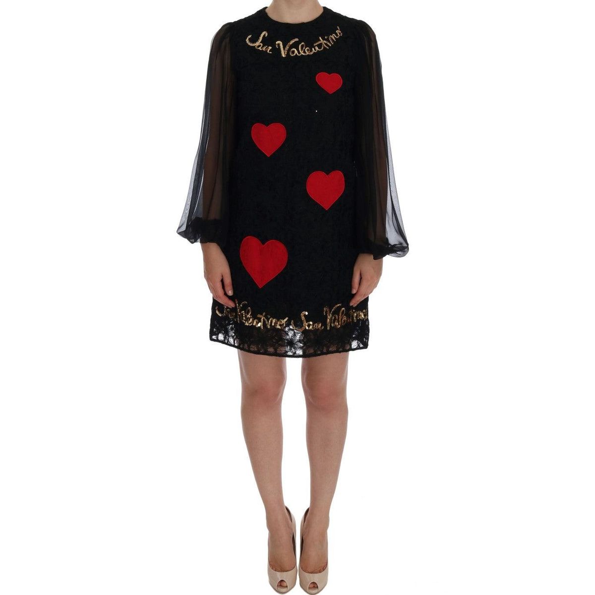 Dolce & Gabbana Black Lace Sequined Shift Dress