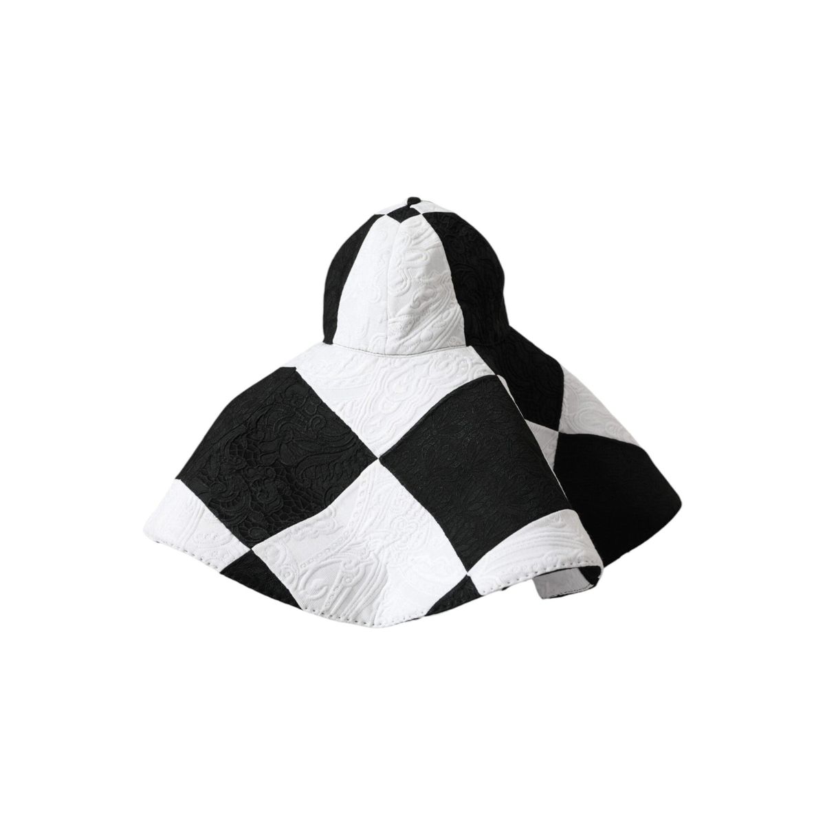 Dolce & Gabbana Black White Checkered Wide Brim Floppy Hat