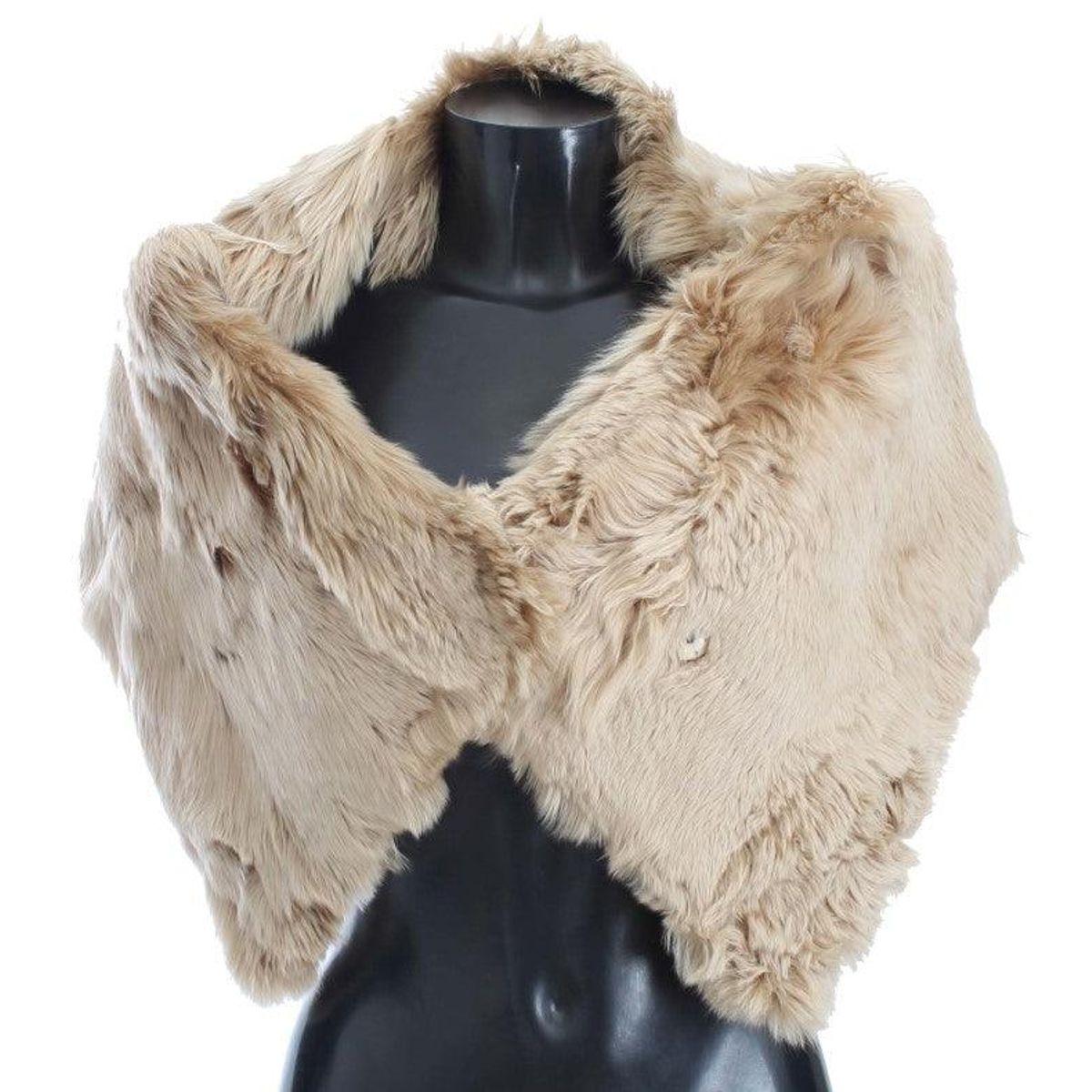 Dolce & Gabbana Elegant Alpaca Fur Shoulder Wrap in Beige