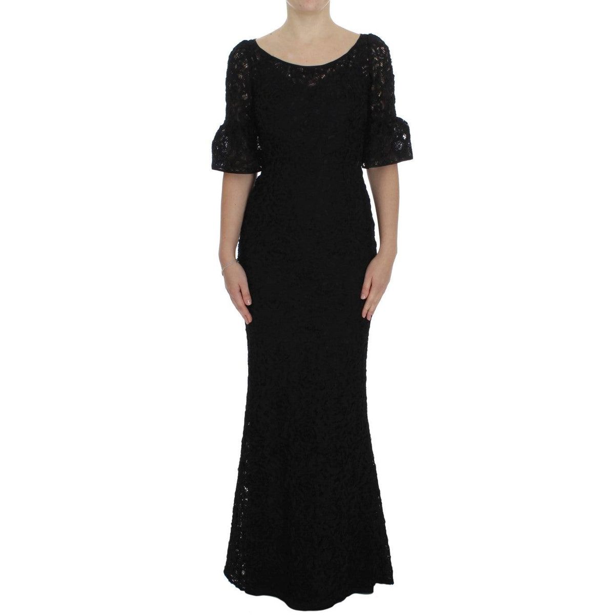 Dolce & Gabbana Elegant Black Floral Lace Maxi Dress