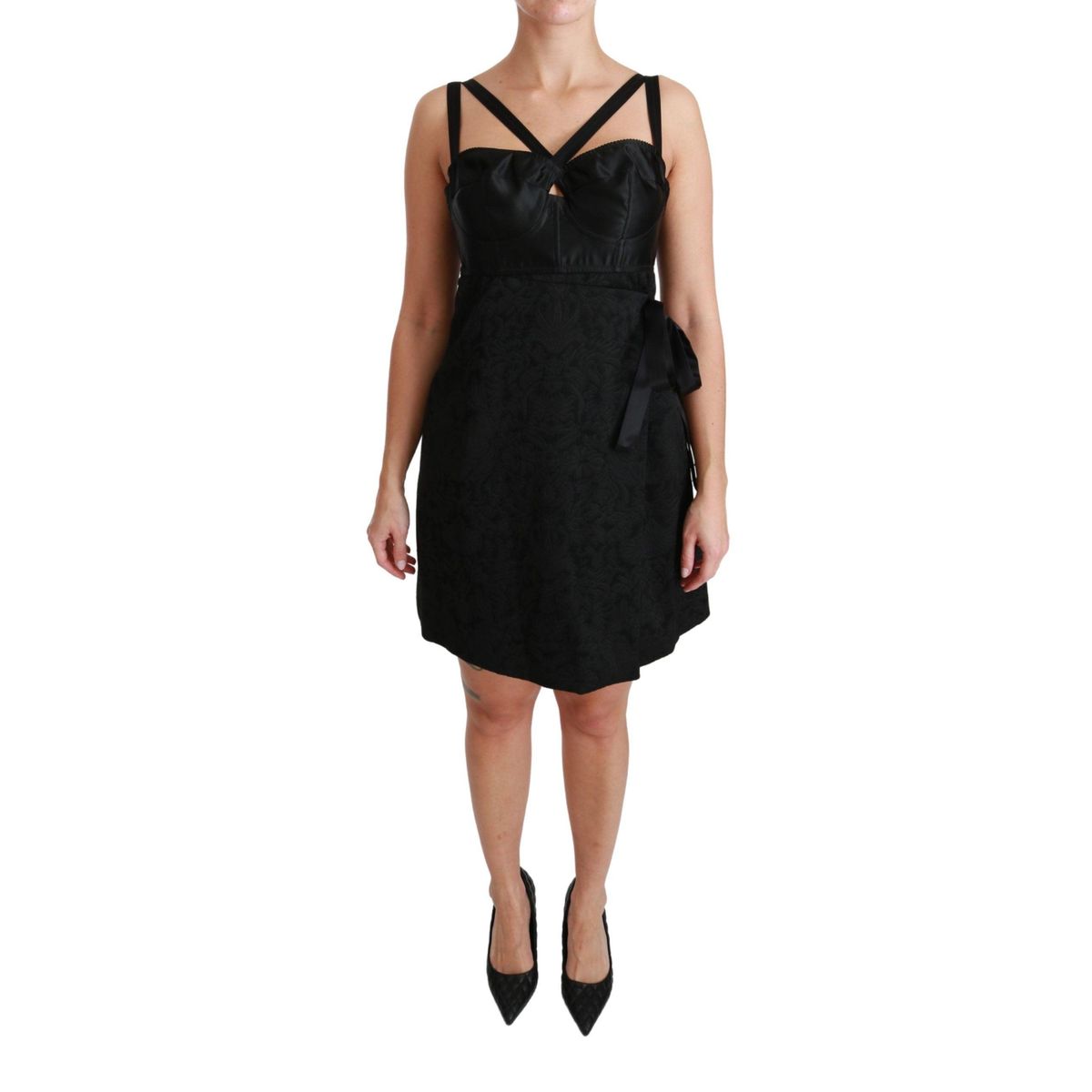 Dolce & Gabbana Elegant Black Jacquard Sheath Dress