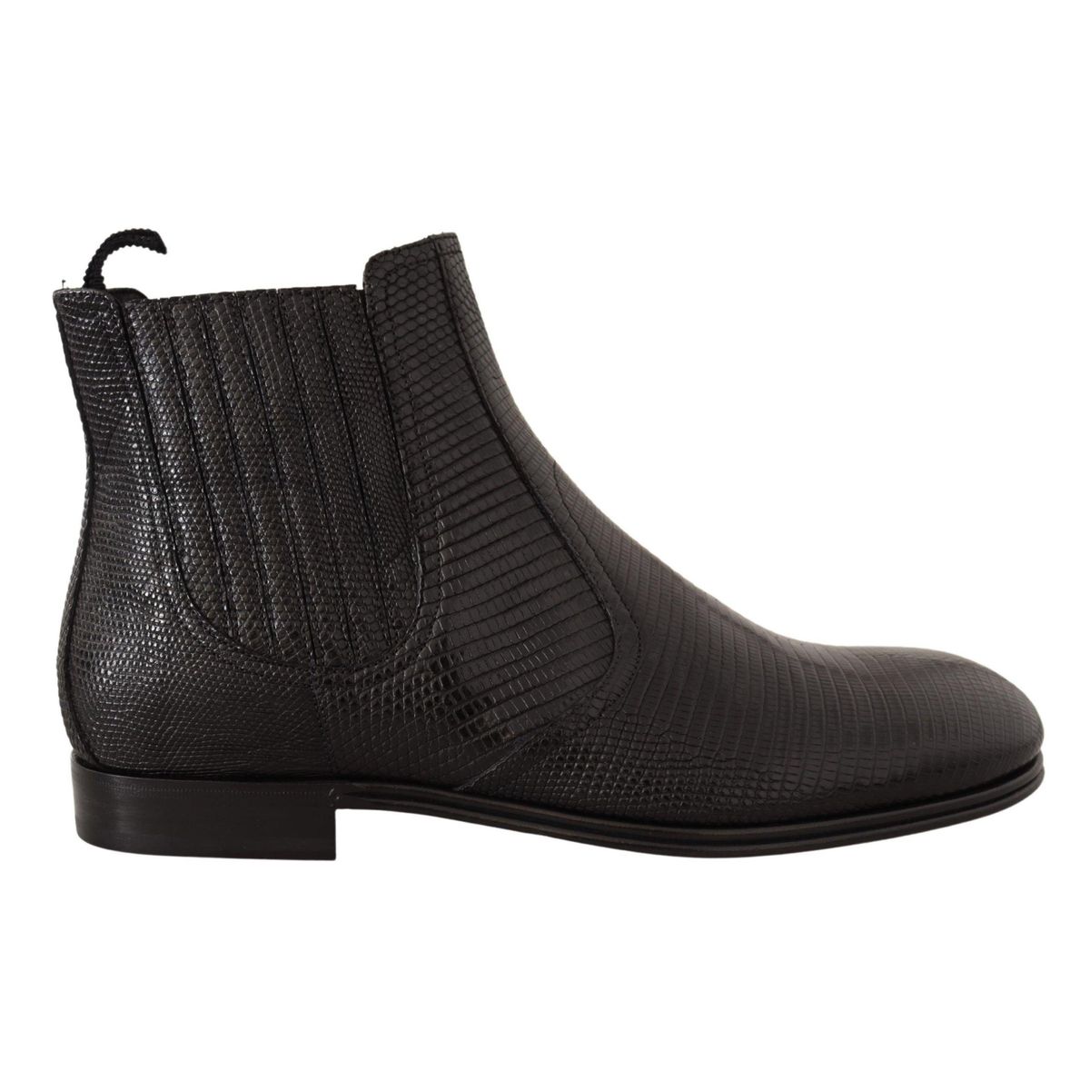 Dolce & Gabbana Elegant Black Leather Lizard Skin Derby Boots