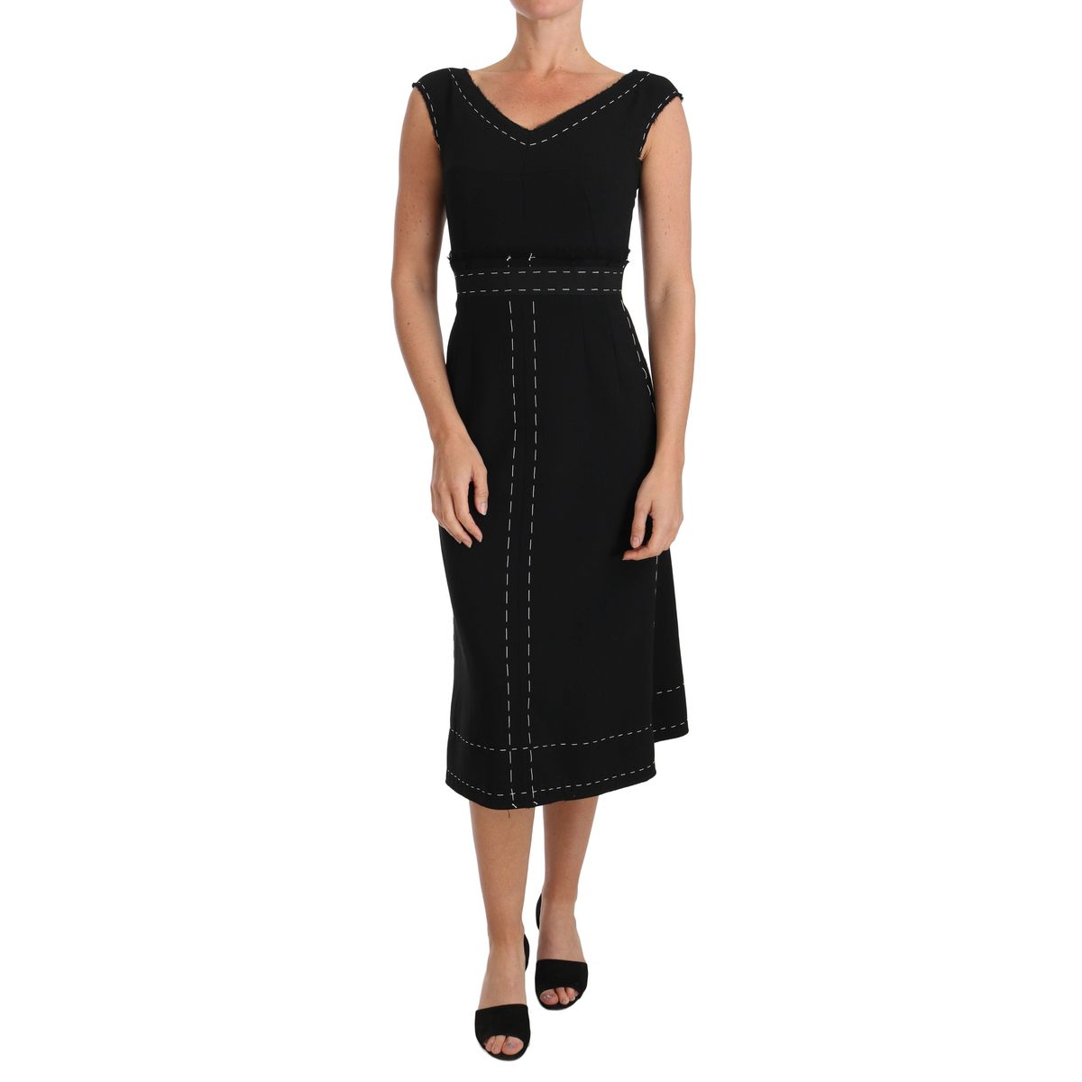 Dolce & Gabbana Elegant Black Sheath Wool Dress