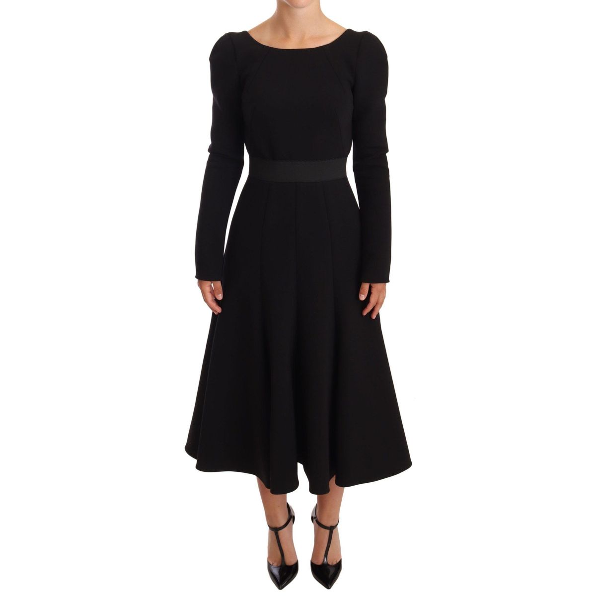 Dolce & Gabbana Elegant Black Stretch Sheath Mid-Calf Dress